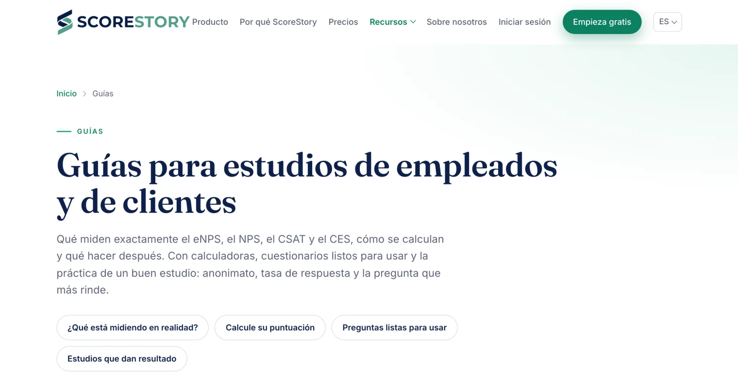 Las guías de la web sobre eNPS, NPS, CSAT y CES