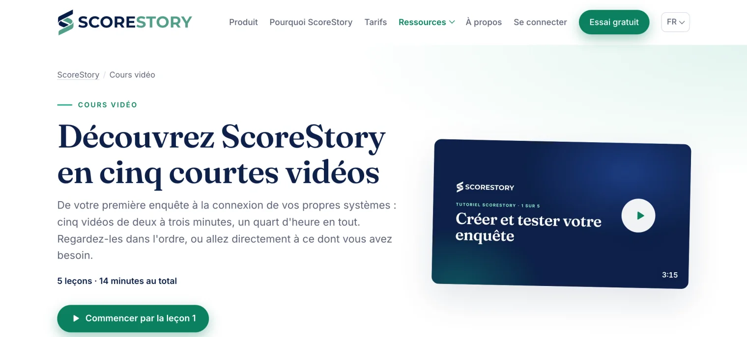 Le cours vidéo sur le site, avec la première leçon