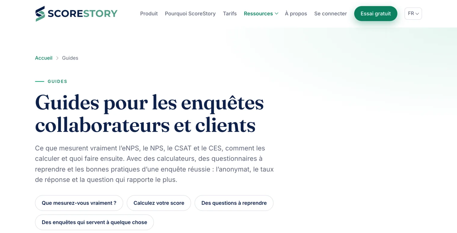 Les guides du site sur l'eNPS, le NPS, le CSAT et le CES