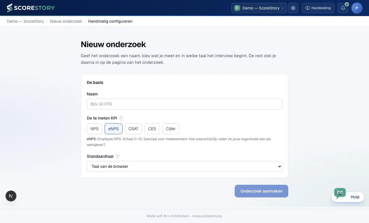 Handmatig een onderzoek aanmaken