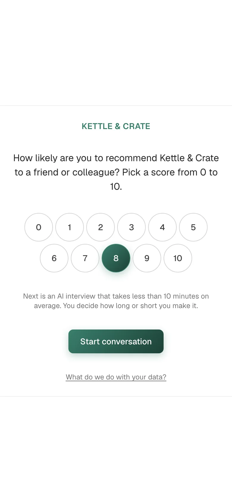 The score question as a participant sees it on a phone